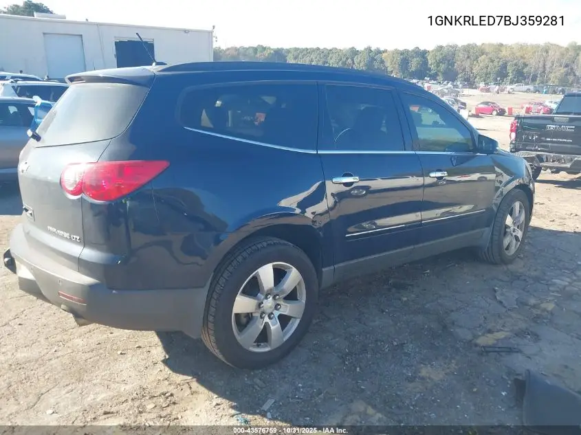 1GNKRLED7BJ359281 2011 Chevrolet Traverse Ltz