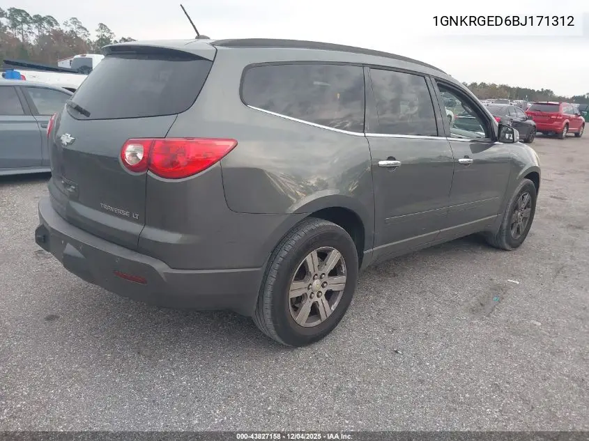 1GNKRGED6BJ171312 2011 Chevrolet Traverse 1Lt