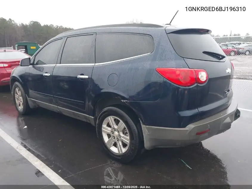 1GNKRGED6BJ196310 2011 Chevrolet Traverse 1Lt