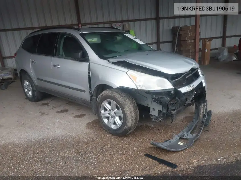 1GNKRFED3BJ190619 2011 Chevrolet Traverse Ls