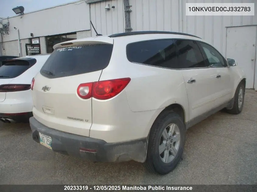 1GNKVGED0CJ332783 2012 Chevrolet Traverse Lt