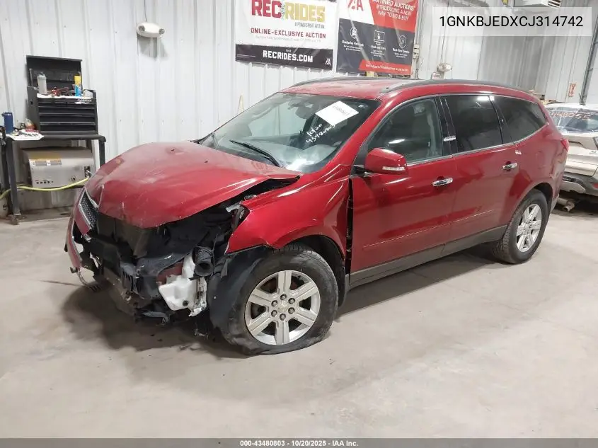 1GNKVJEDXCJ314742 2012 Chevrolet Traverse 2Lt