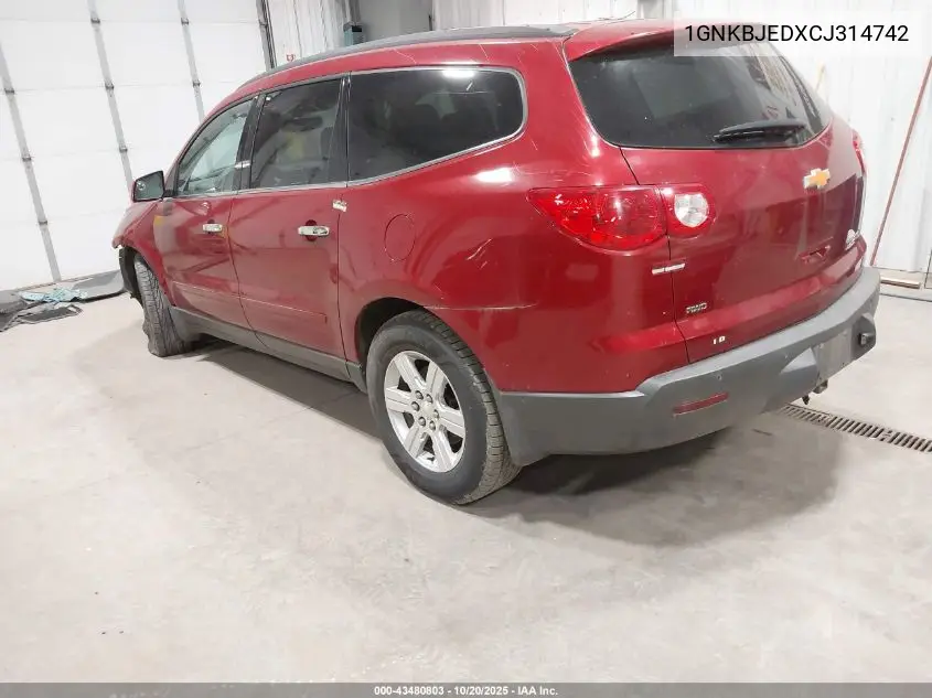 1GNKVJEDXCJ314742 2012 Chevrolet Traverse 2Lt