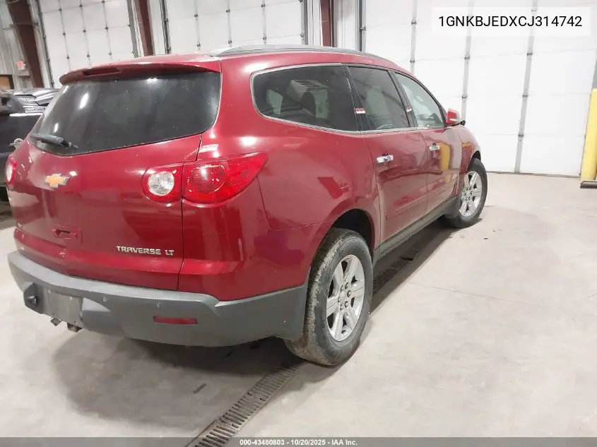 1GNKVJEDXCJ314742 2012 Chevrolet Traverse 2Lt