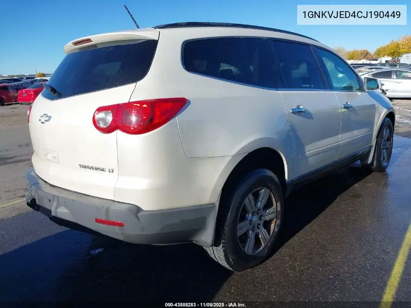 1GNKVJED4CJ190449 2012 Chevrolet Traverse 2Lt