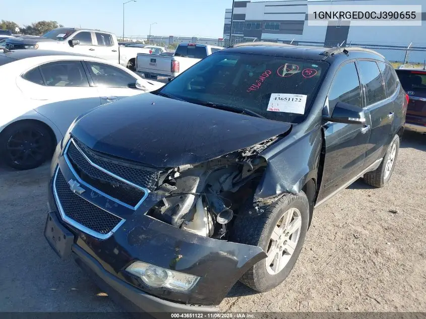 1GNKRGED0CJ390655 2012 Chevrolet Traverse 1Lt