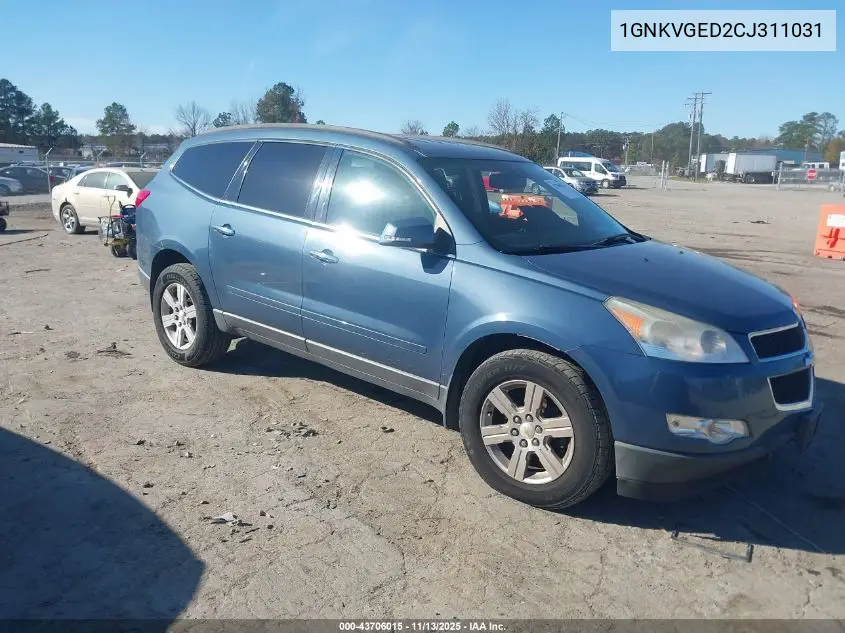 1GNKVGED2CJ311031 2012 Chevrolet Traverse 1Lt