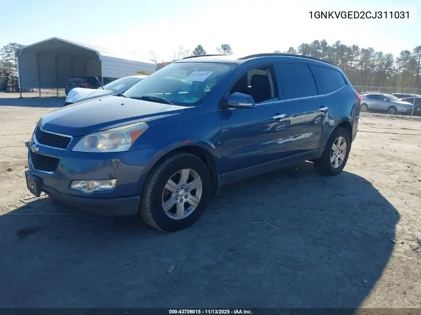 1GNKVGED2CJ311031 2012 Chevrolet Traverse 1Lt