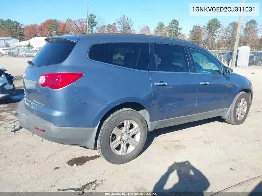 1GNKVGED2CJ311031 2012 Chevrolet Traverse 1Lt
