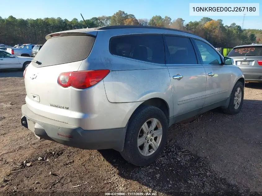 1GNKRGED0CJ267180 2012 Chevrolet Traverse 1Lt