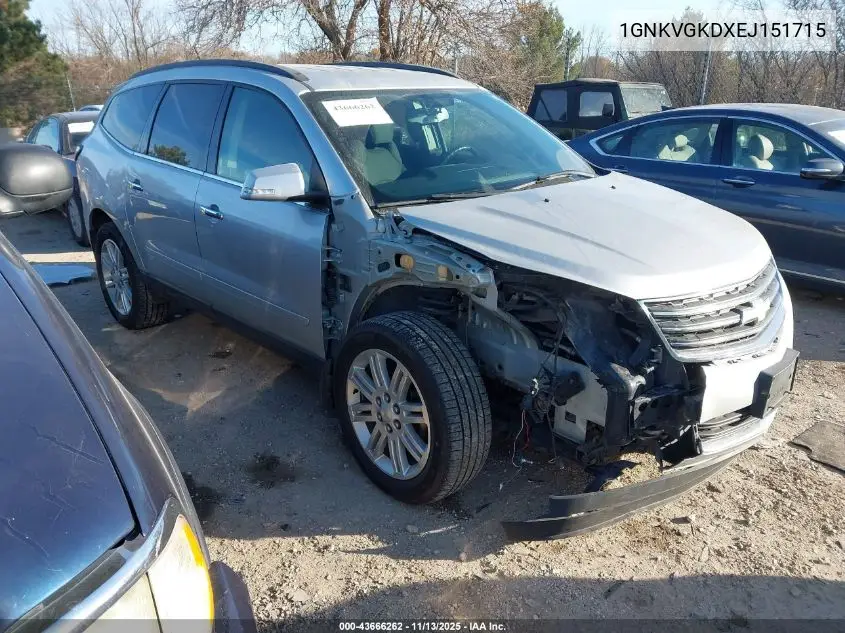1GNKVGKDXEJ151715 2014 Chevrolet Traverse 1Lt