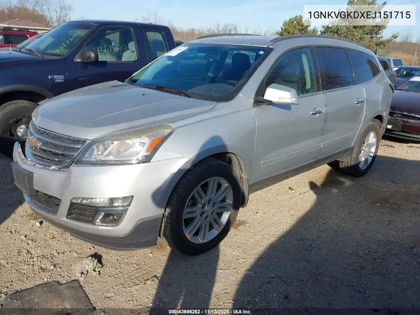 1GNKVGKDXEJ151715 2014 Chevrolet Traverse 1Lt