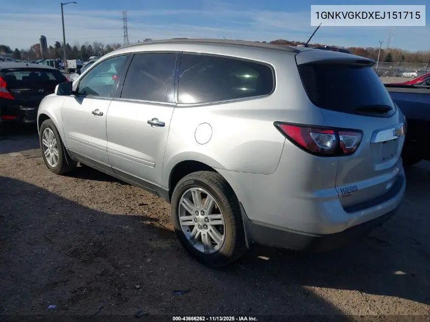 1GNKVGKDXEJ151715 2014 Chevrolet Traverse 1Lt