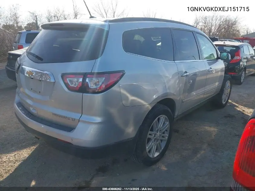 1GNKVGKDXEJ151715 2014 Chevrolet Traverse 1Lt