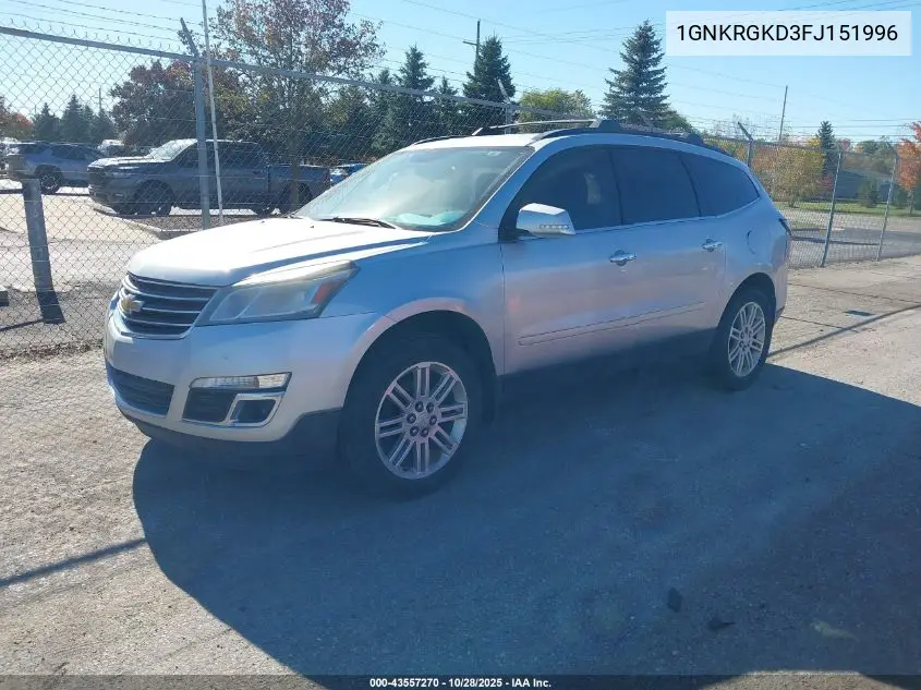 1GNKRGKD3FJ151996 2015 Chevrolet Traverse 1Lt