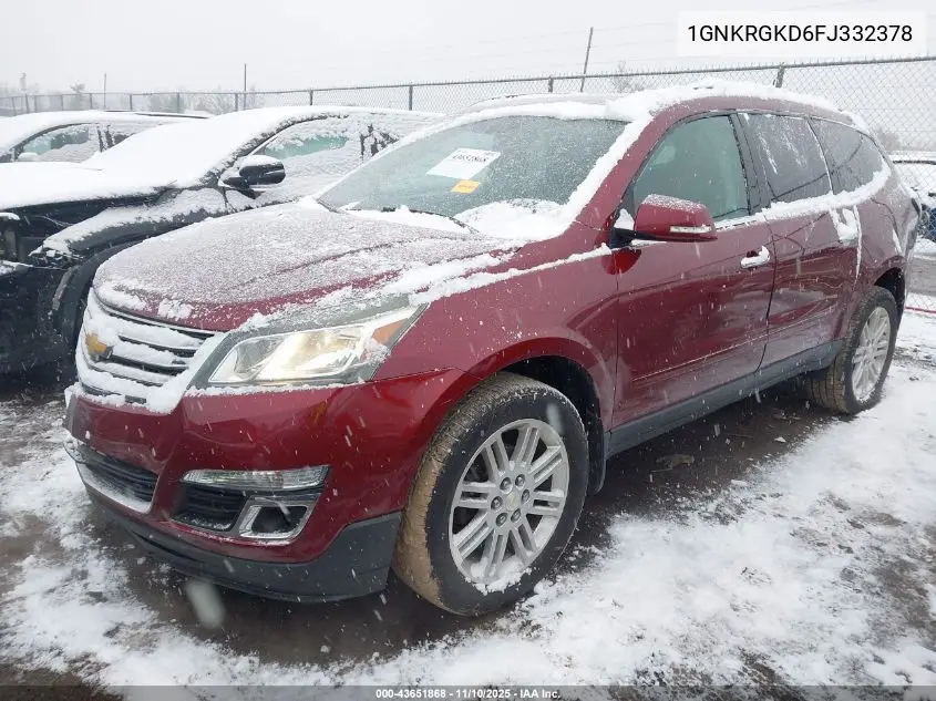 1GNKRGKD6FJ332378 2015 Chevrolet Traverse 1Lt