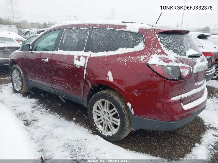 1GNKRGKD6FJ332378 2015 Chevrolet Traverse 1Lt