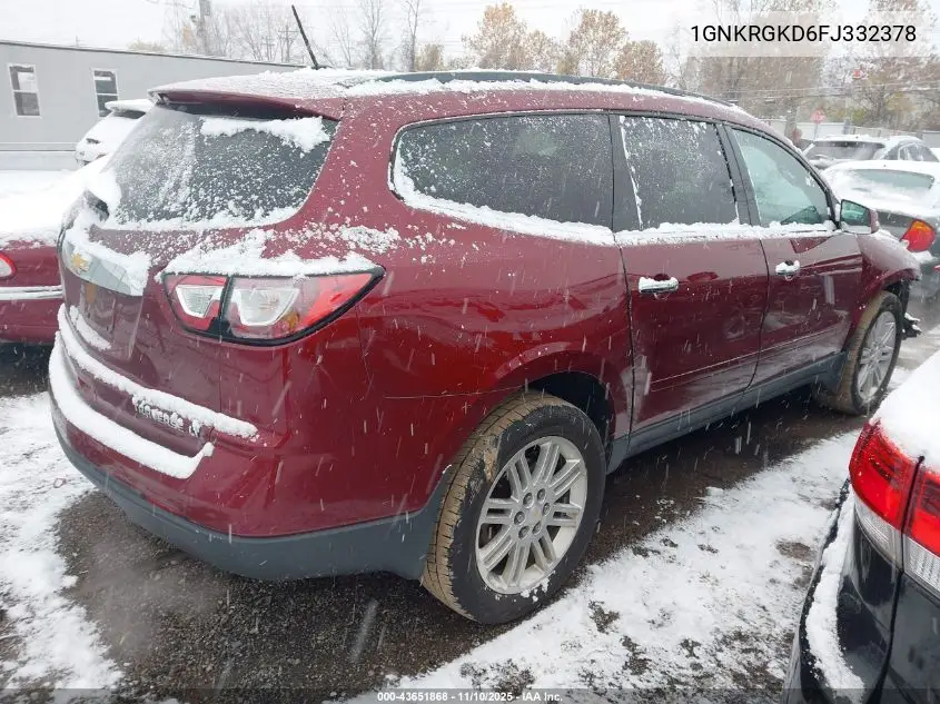1GNKRGKD6FJ332378 2015 Chevrolet Traverse 1Lt