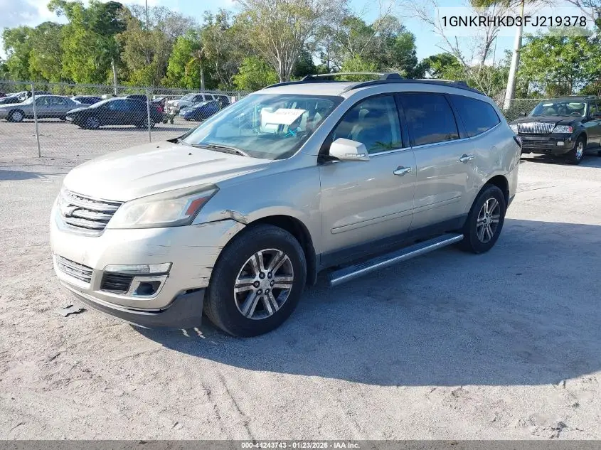 1GNKRHKD3FJ219378 2015 Chevrolet Traverse 2Lt