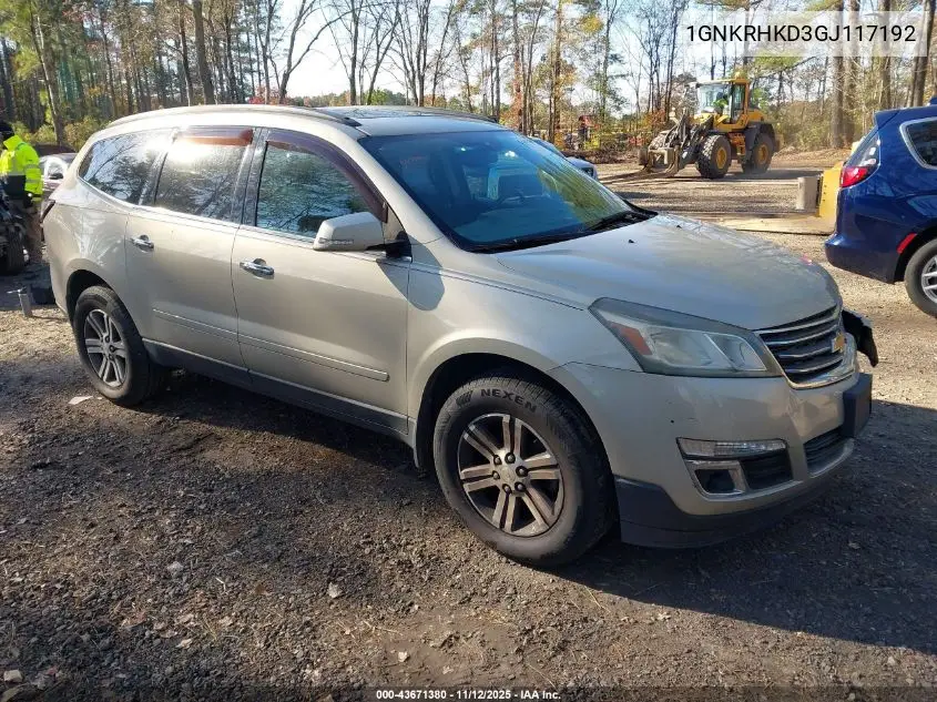 1GNKRHKD3GJ117192 2016 Chevrolet Traverse 2Lt