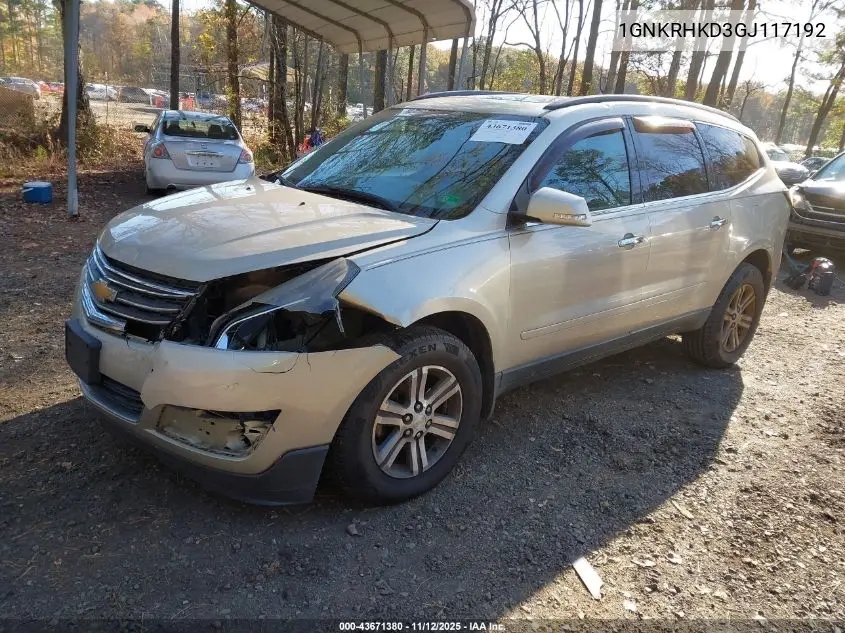 1GNKRHKD3GJ117192 2016 Chevrolet Traverse 2Lt