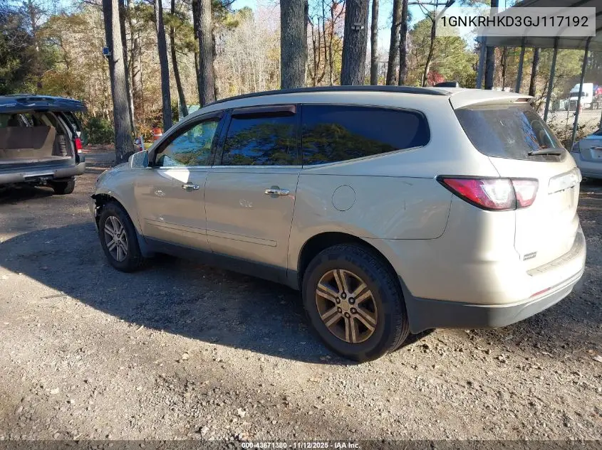 1GNKRHKD3GJ117192 2016 Chevrolet Traverse 2Lt