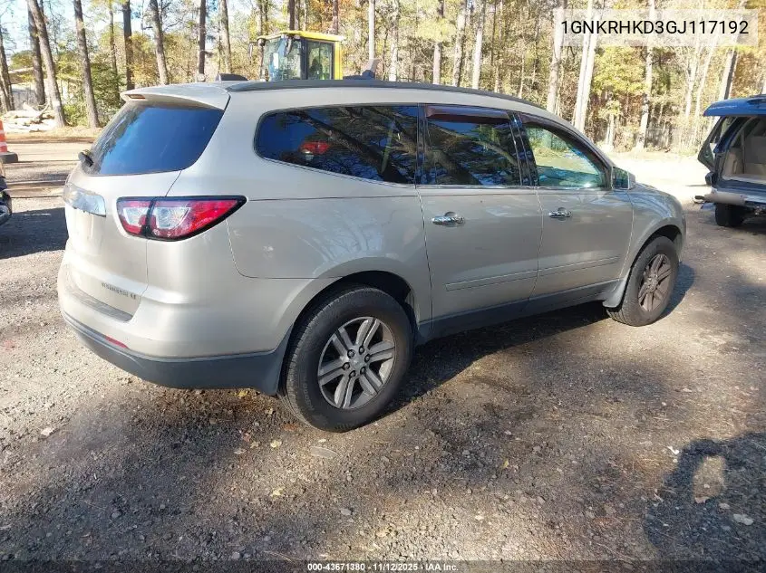1GNKRHKD3GJ117192 2016 Chevrolet Traverse 2Lt