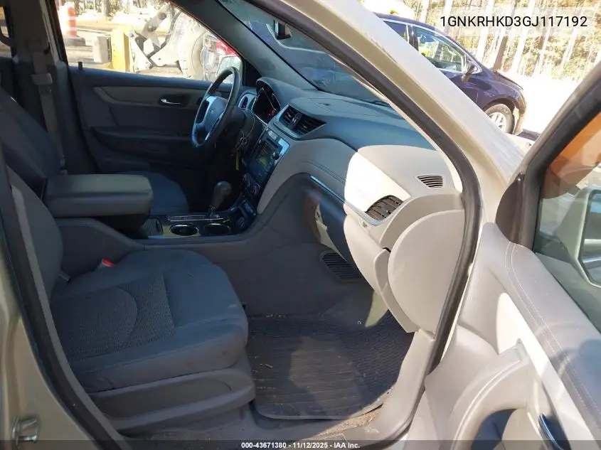 1GNKRHKD3GJ117192 2016 Chevrolet Traverse 2Lt