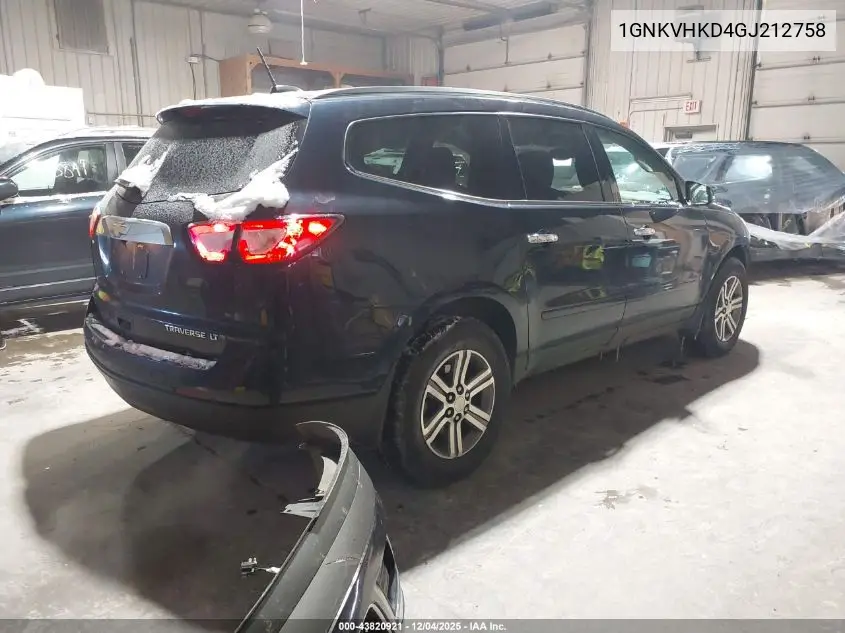 1GNKVHKD4GJ212758 2016 Chevrolet Traverse 2Lt