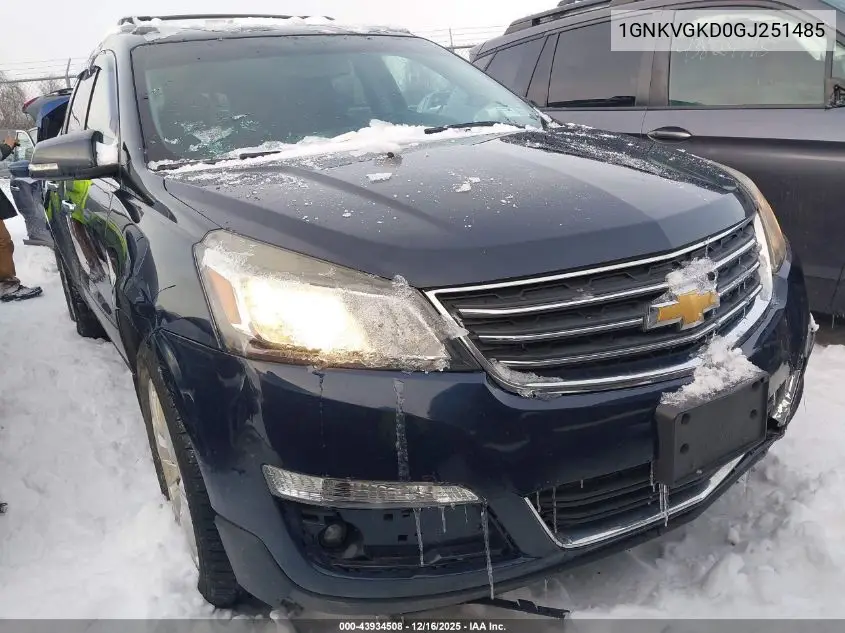 1GNKVGKD0GJ251485 2016 Chevrolet Traverse 1Lt