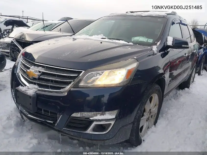 1GNKVGKD0GJ251485 2016 Chevrolet Traverse 1Lt