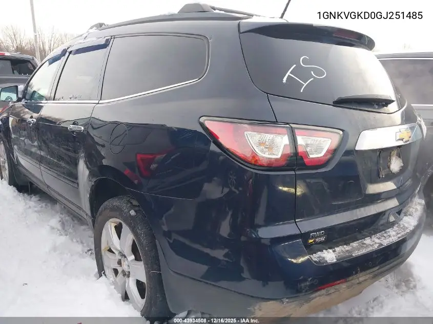 1GNKVGKD0GJ251485 2016 Chevrolet Traverse 1Lt