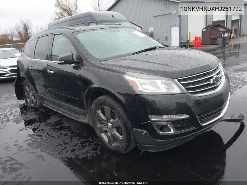 1GNKVHKDXHJ251792 2017 Chevrolet Traverse 2Lt