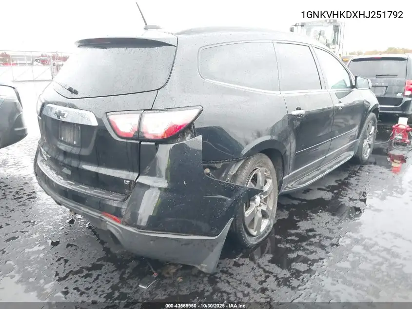 1GNKVHKDXHJ251792 2017 Chevrolet Traverse 2Lt