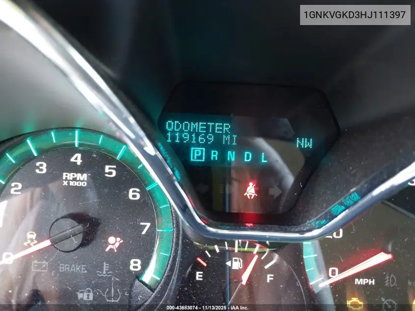 1GNKVGKD3HJ111397 2017 Chevrolet Traverse 1Lt