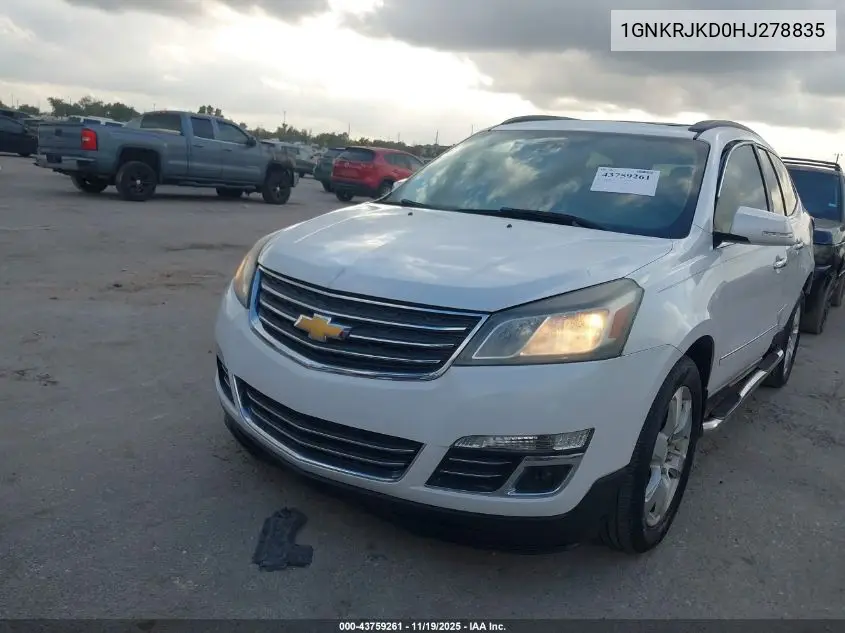 1GNKRJKD0HJ278835 2017 Chevrolet Traverse Premier