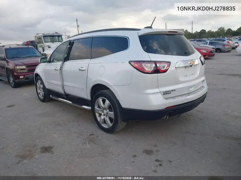 1GNKRJKD0HJ278835 2017 Chevrolet Traverse Premier