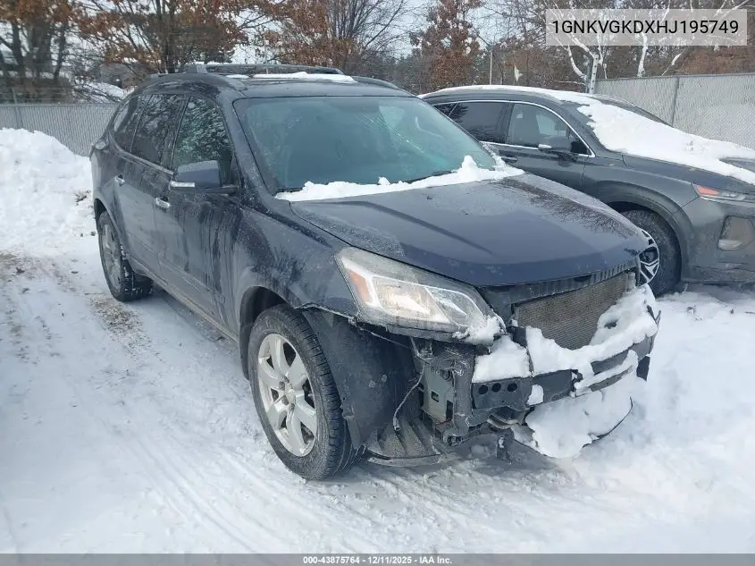 1GNKVGKDXHJ195749 2017 Chevrolet Traverse 1Lt