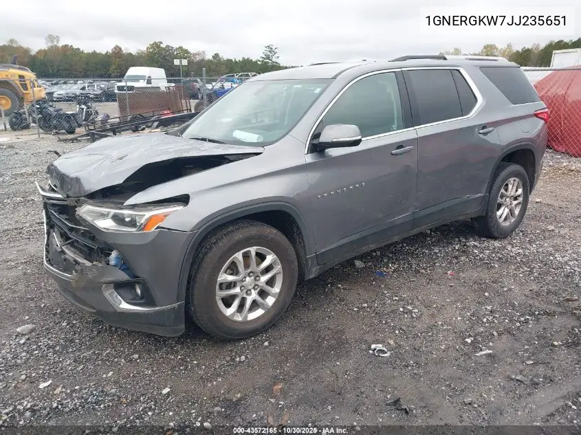 1GNERGKW7JJ235651 2018 Chevrolet Traverse 1Lt