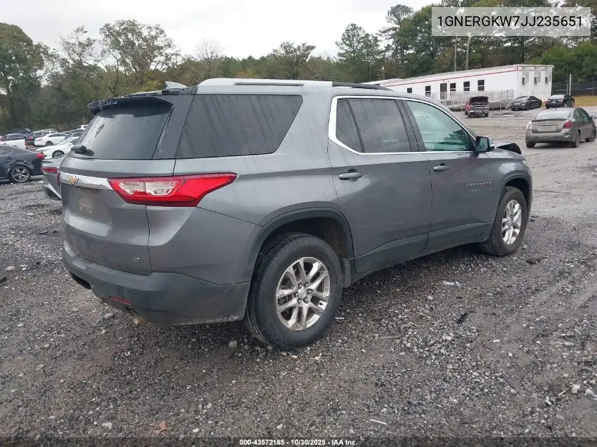 1GNERGKW7JJ235651 2018 Chevrolet Traverse 1Lt