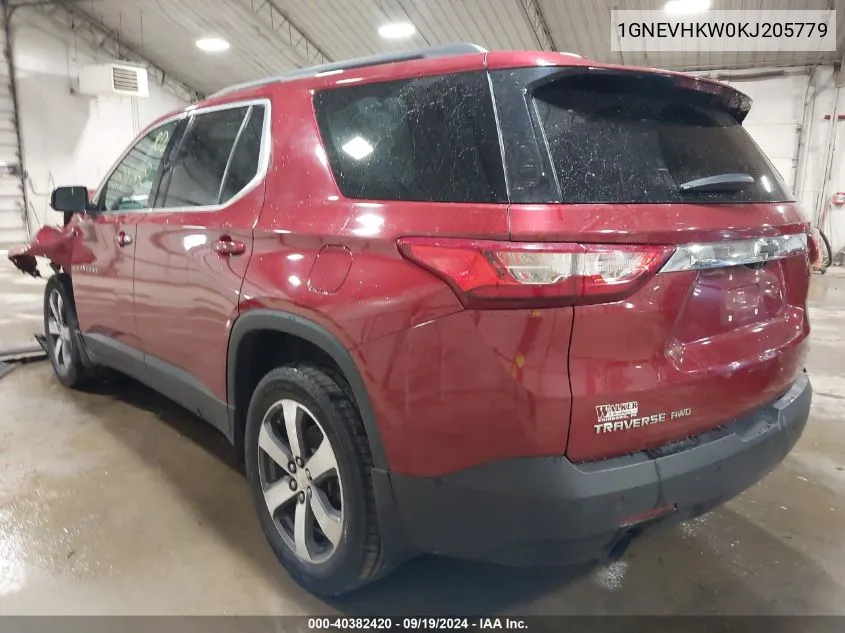 2019 Chevrolet Traverse 3Lt VIN: 1GNEVHKW0KJ205779 Lot: 40382420