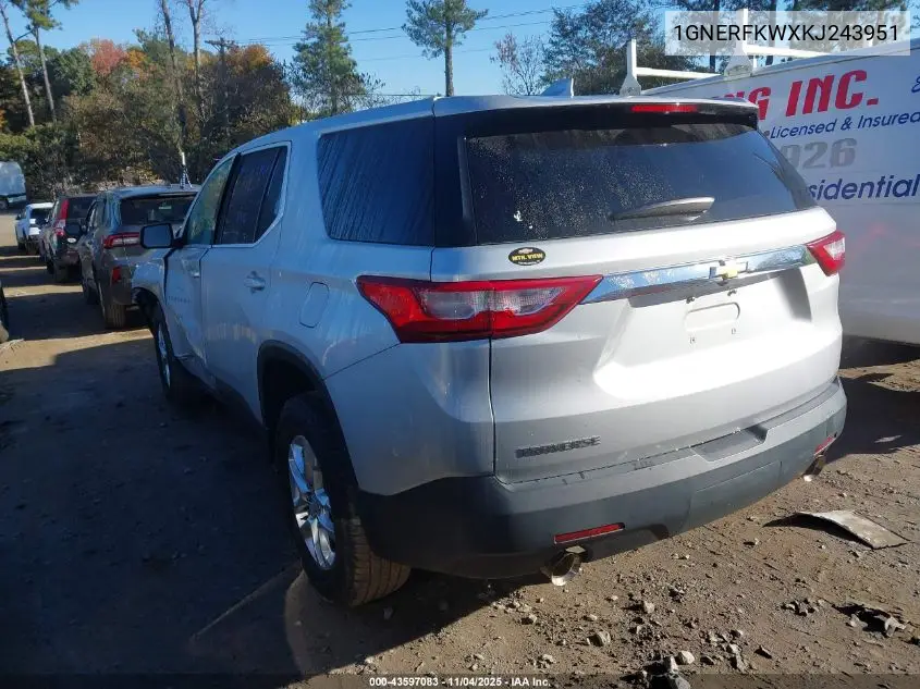 1GNERFKWXKJ243951 2019 Chevrolet Traverse Ls