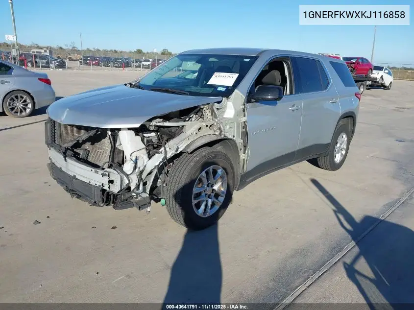 1GNERFKWXKJ116858 2019 Chevrolet Traverse Ls