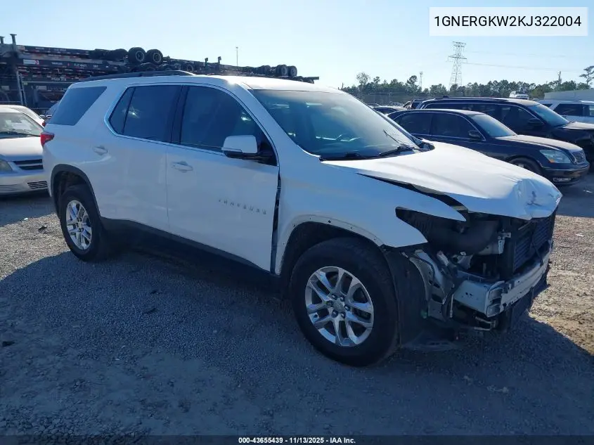 1GNERGKW2KJ322004 2019 Chevrolet Traverse 1Lt