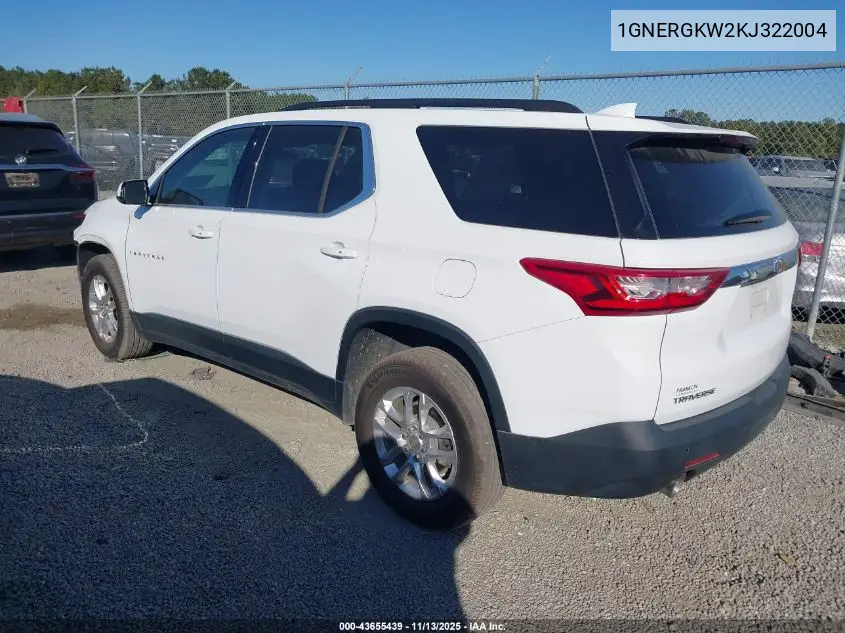 1GNERGKW2KJ322004 2019 Chevrolet Traverse 1Lt