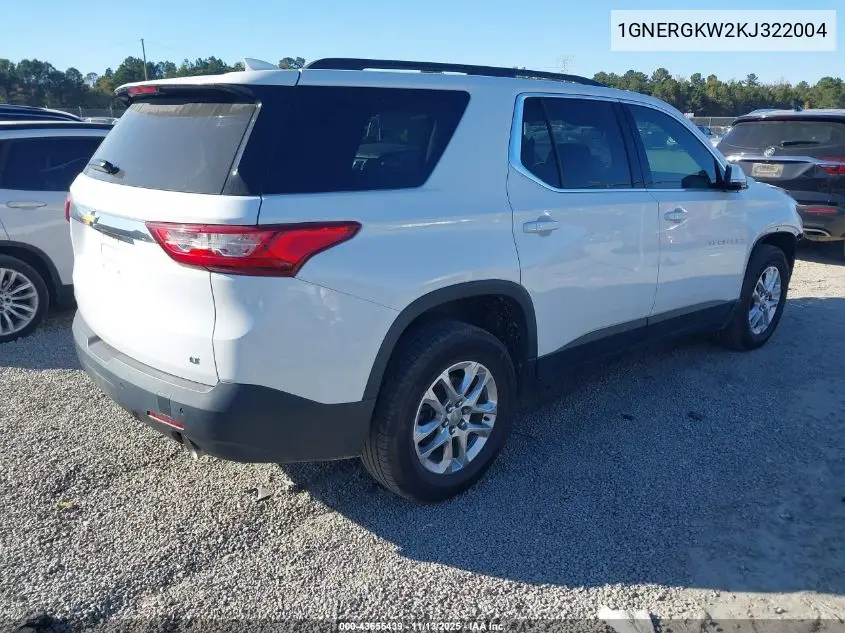 1GNERGKW2KJ322004 2019 Chevrolet Traverse 1Lt