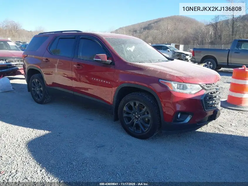 1GNERJKX2KJ136808 2019 Chevrolet Traverse Rs