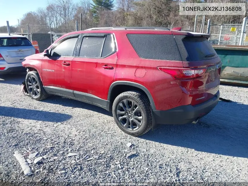 1GNERJKX2KJ136808 2019 Chevrolet Traverse Rs