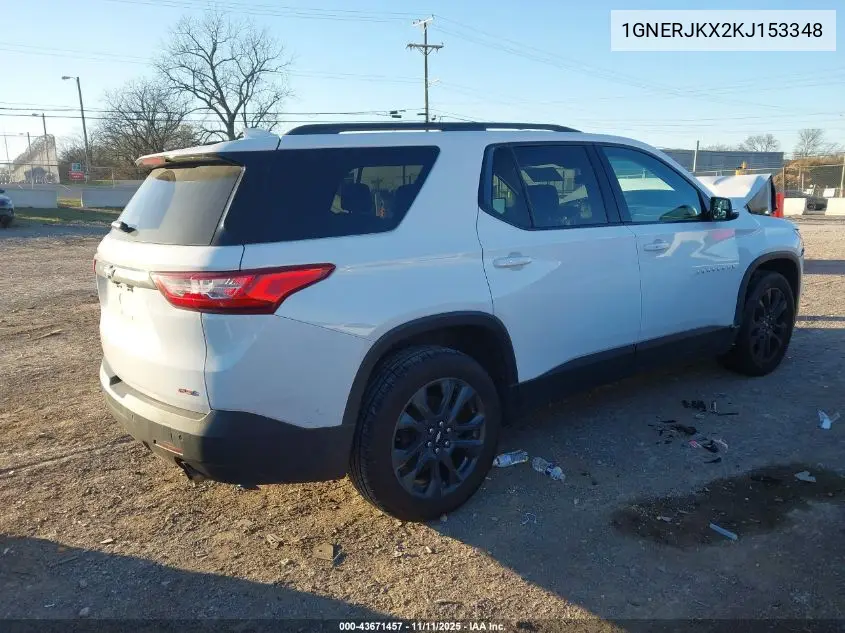 1GNERJKX2KJ153348 2019 Chevrolet Traverse Rs