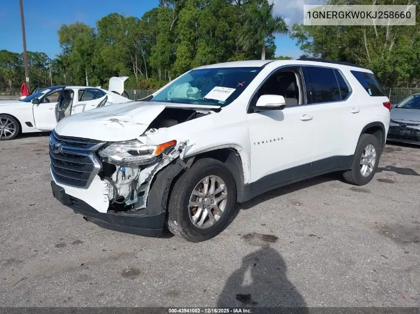 1GNERGKW0KJ258660 2019 Chevrolet Traverse 1Lt